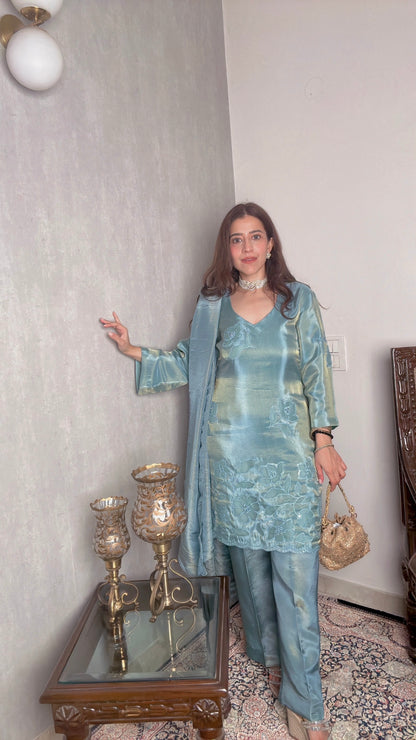 Blue Tissue Suit Set