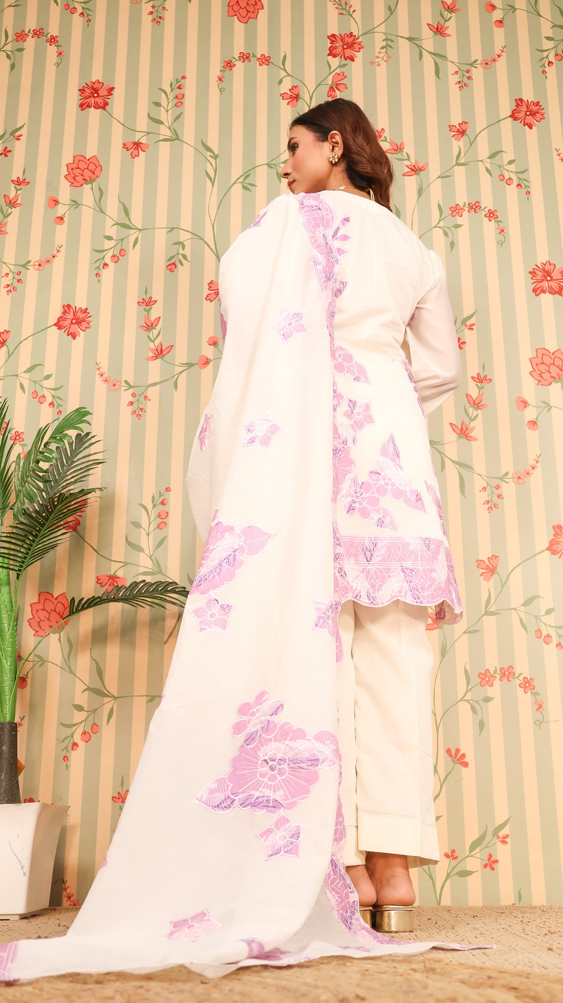 Purple Offwhite Suit Set