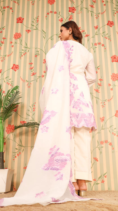 Purple Offwhite Suit Set