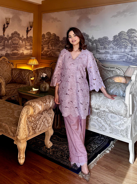 Cutwork Mauve Coord Set - Allure Armoire