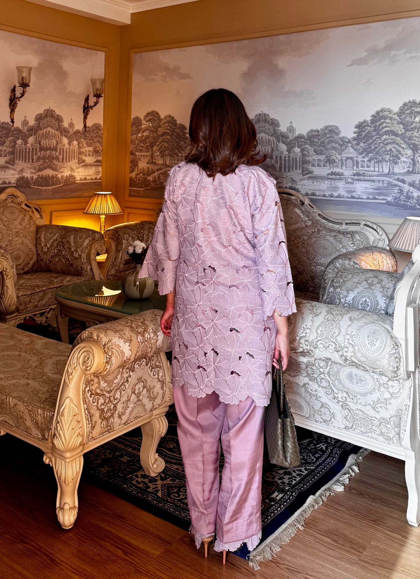 Cutwork Mauve Coord Set - Medium / Shaded mauve - Allure Armoire