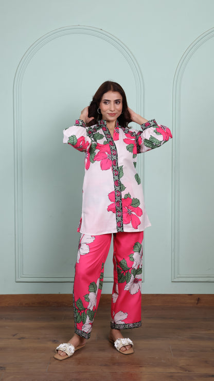 Pink & Off White Petal Co-Ord Set