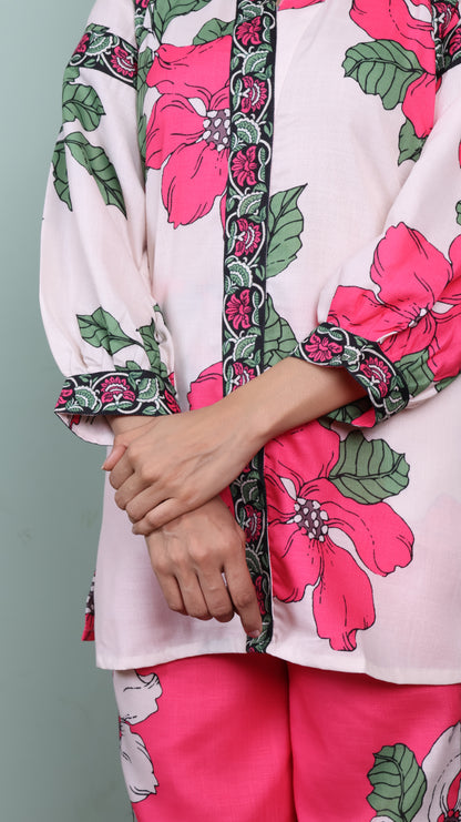 Pink & Off White Petal Co-Ord Set