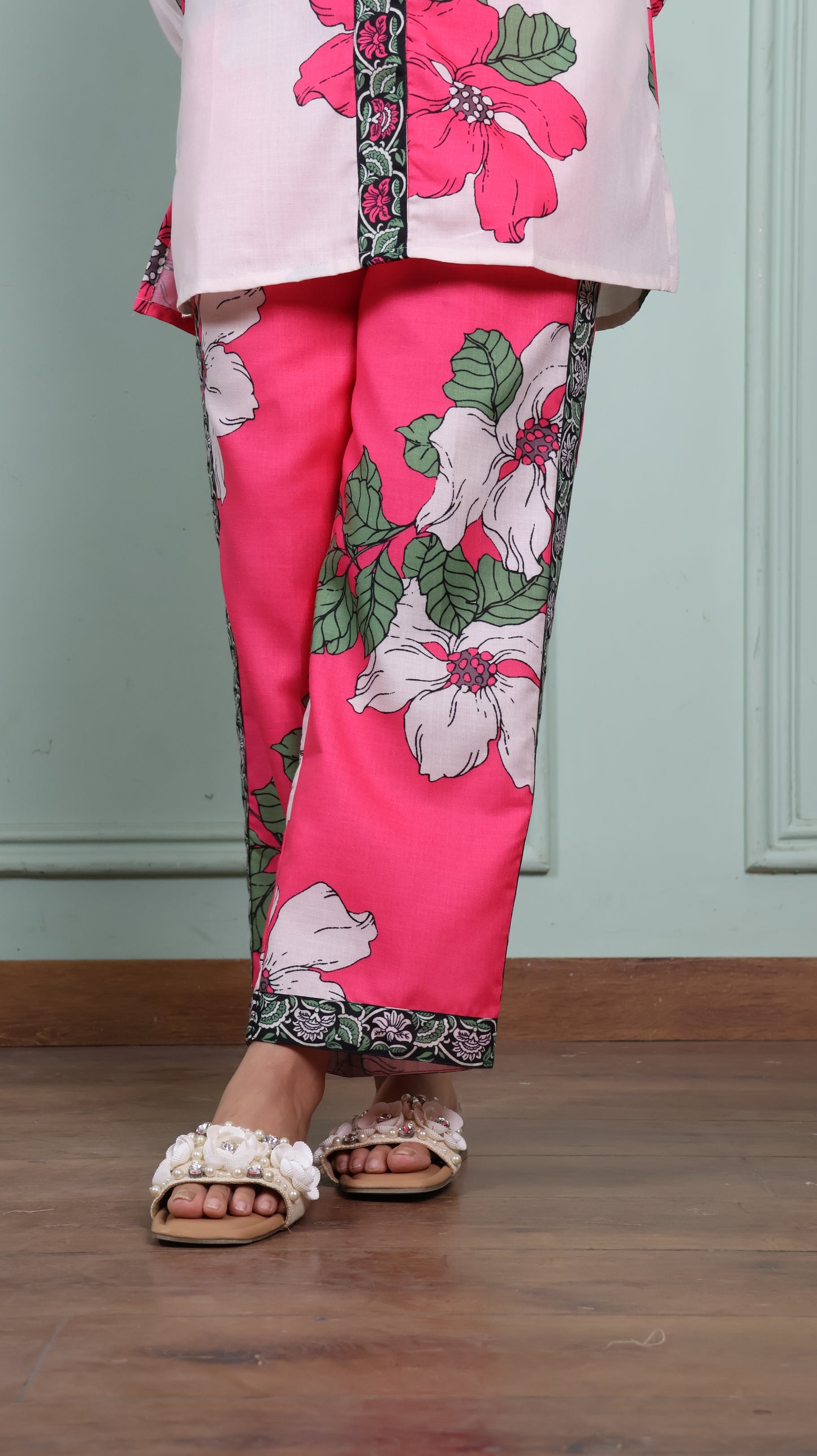 Pink & Off White Petal Co-Ord Set
