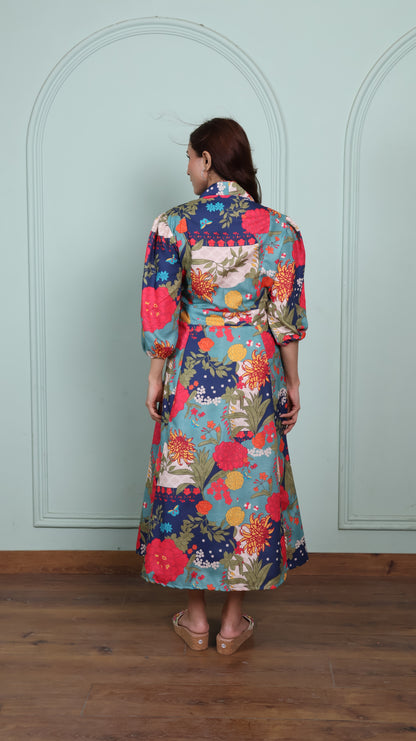 Blue Beach Floral Dress