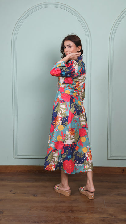 Blue Beach Floral Dress