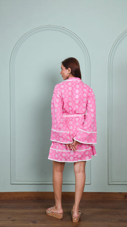 Chikankari blush belle dress