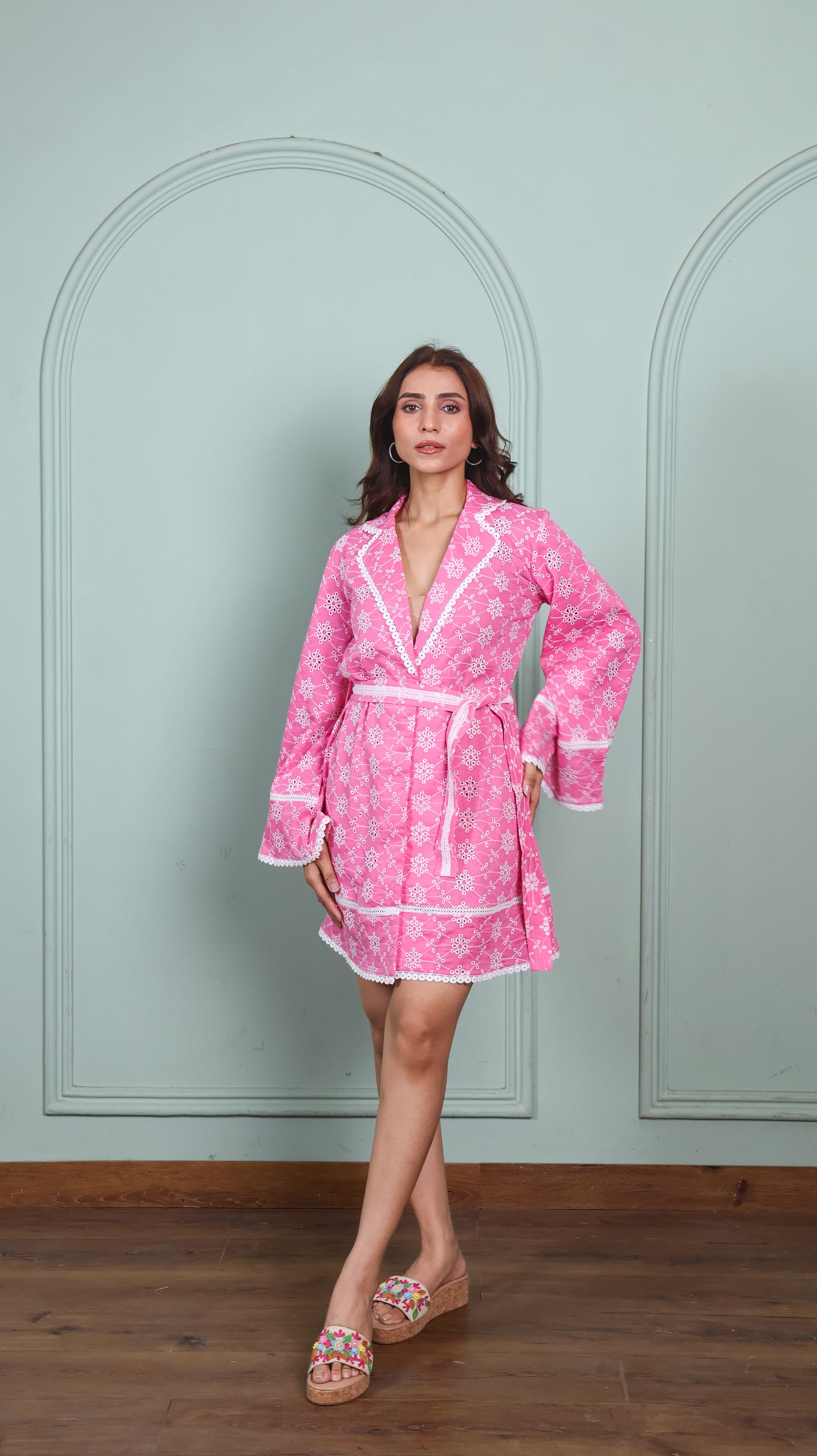 Chikankari blush belle dress