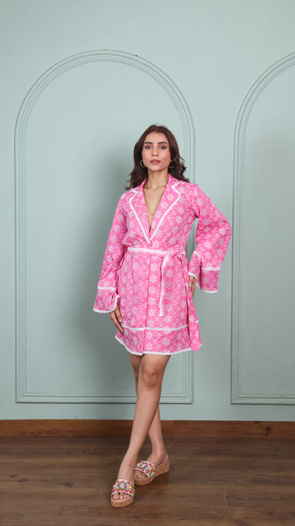 Chikankari blush belle dress