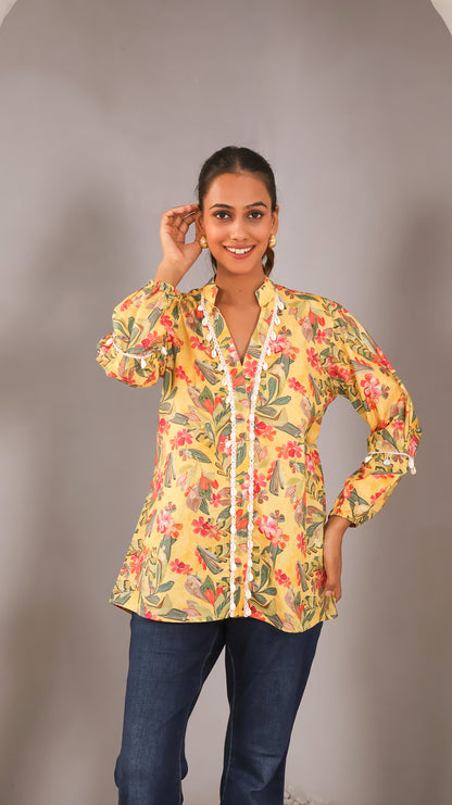 Floral top with shells