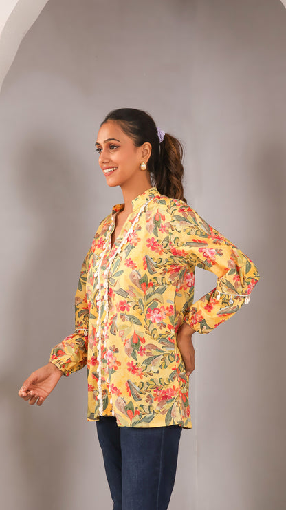 Floral top with shells