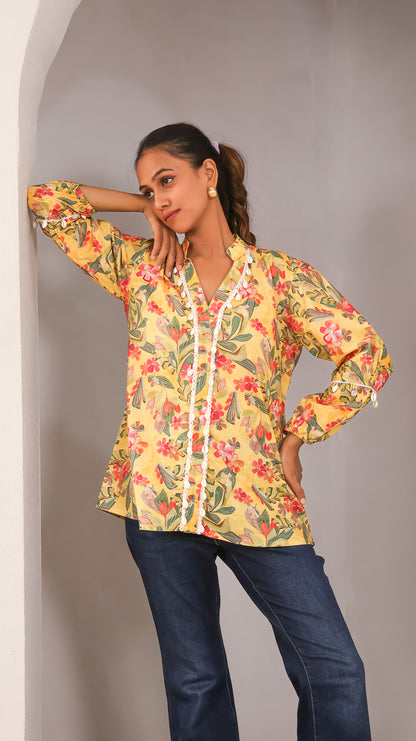 Floral top with shells