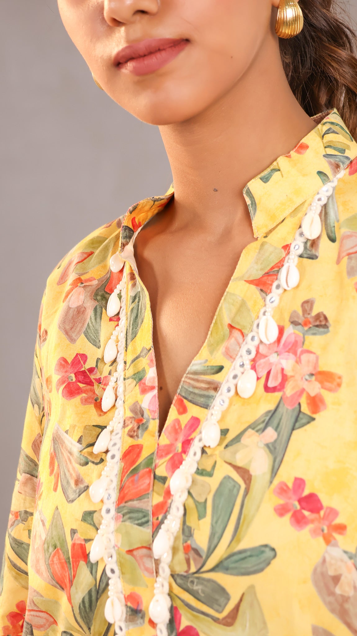 Floral top with shells