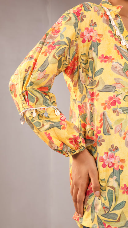 Floral top with shells