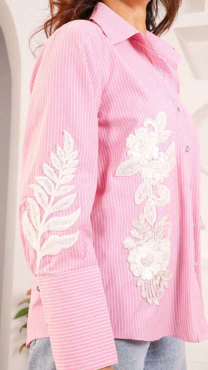 Striped Pink Patchwork Shirt