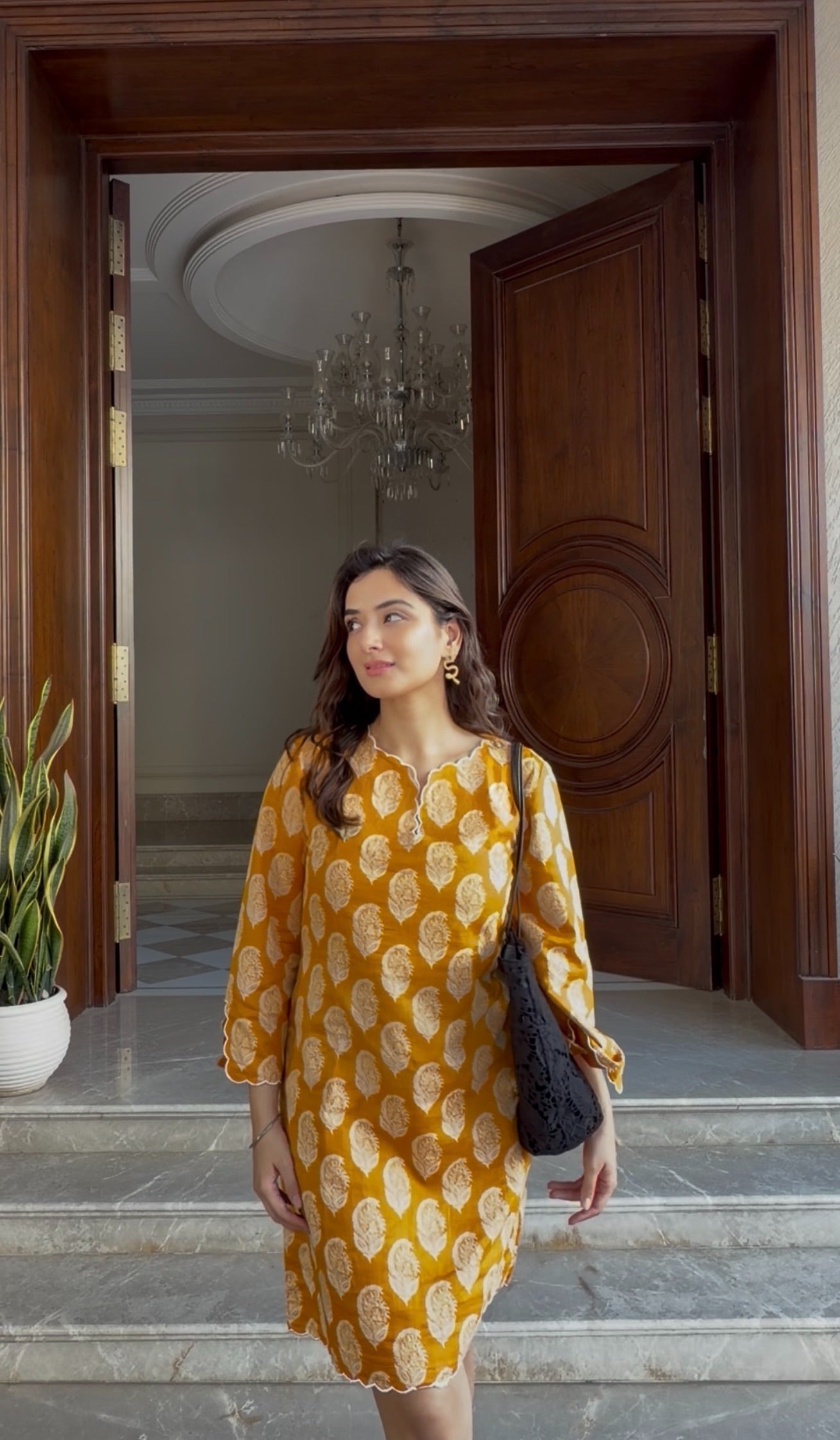 Mustard White Mul Shirt Dress - Golden Yellow / S / Cotton - Allure Armoire