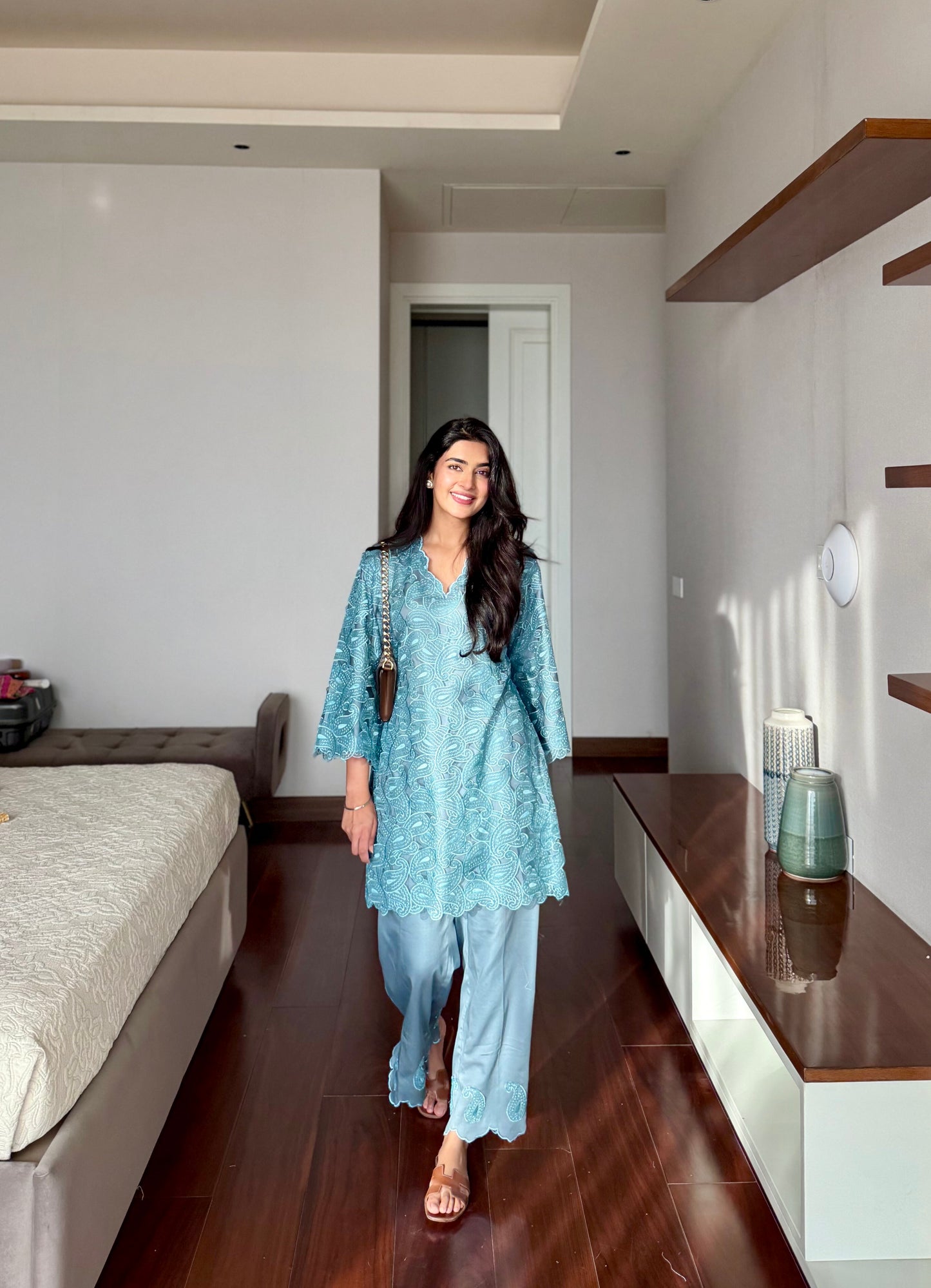 Blue Organza Cutwork Set - S / Mul cotton - Allure Armoire