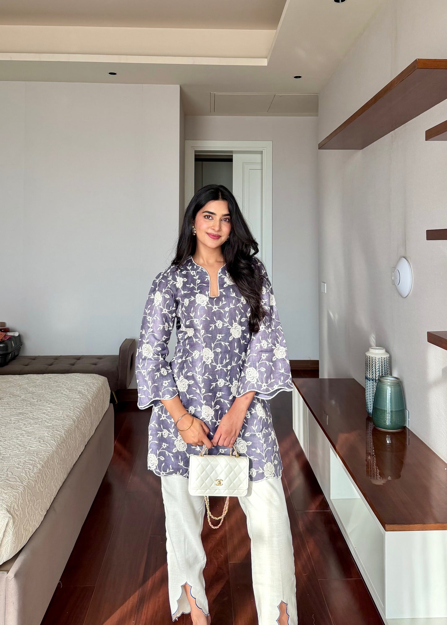 Dark Violet Linen Set - S / Mul cotton / Purple - Allure Armoire