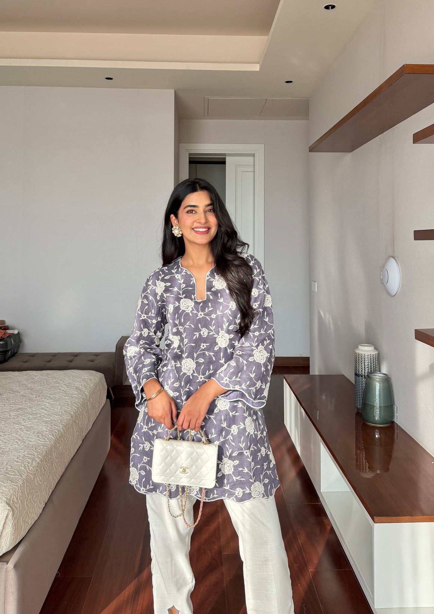 Dark Violet Linen Set - S / Mul cotton / Purple - Allure Armoire