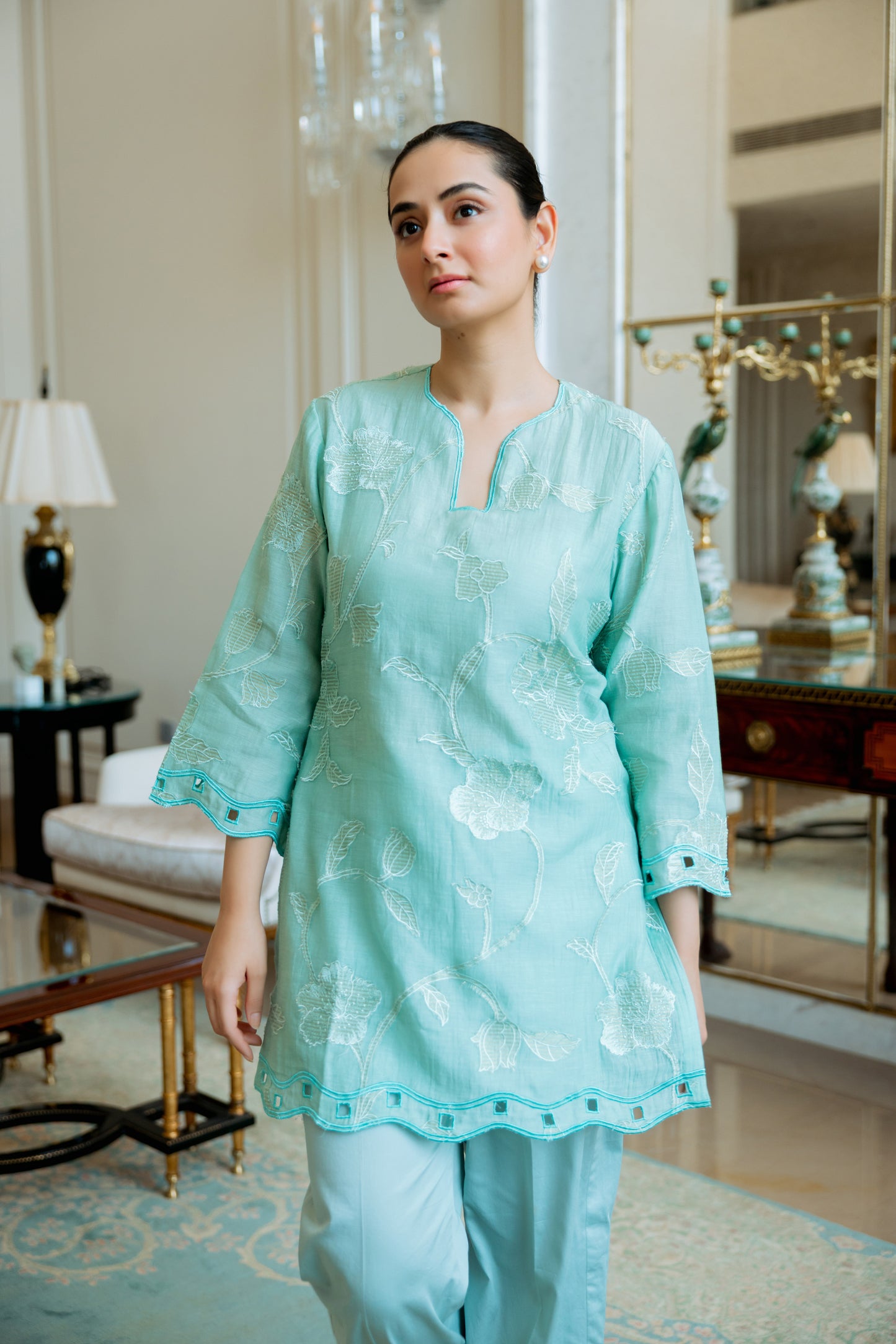 Aqua Petal Mul Set - Floral / Mul cotton / Small - Allure Armoire