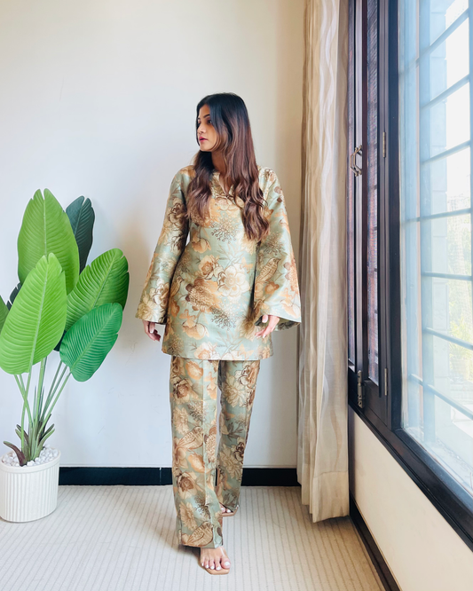 Printed Poly Silk Co-ord Set