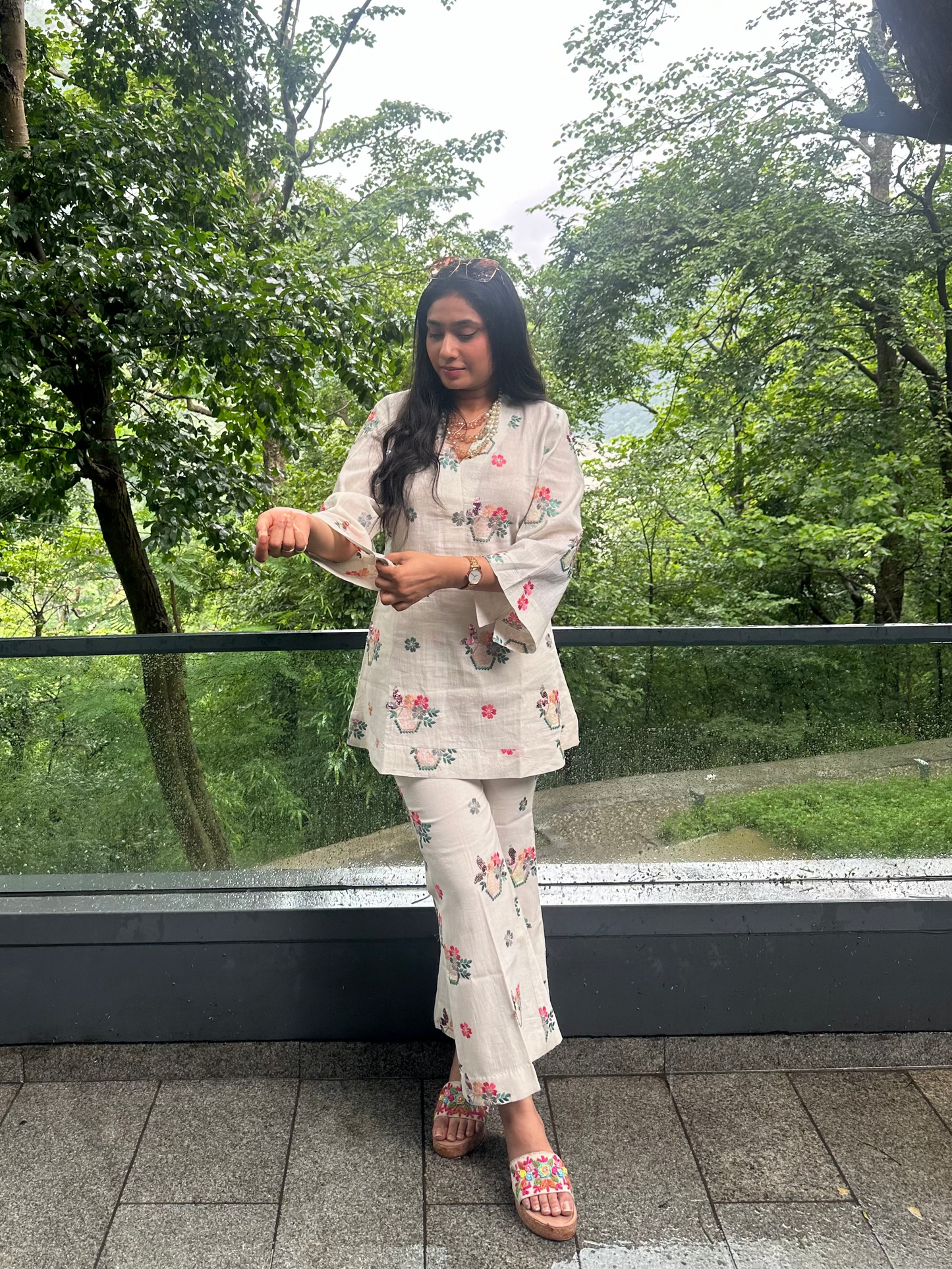 Off White Sequenced Co Ord Set.