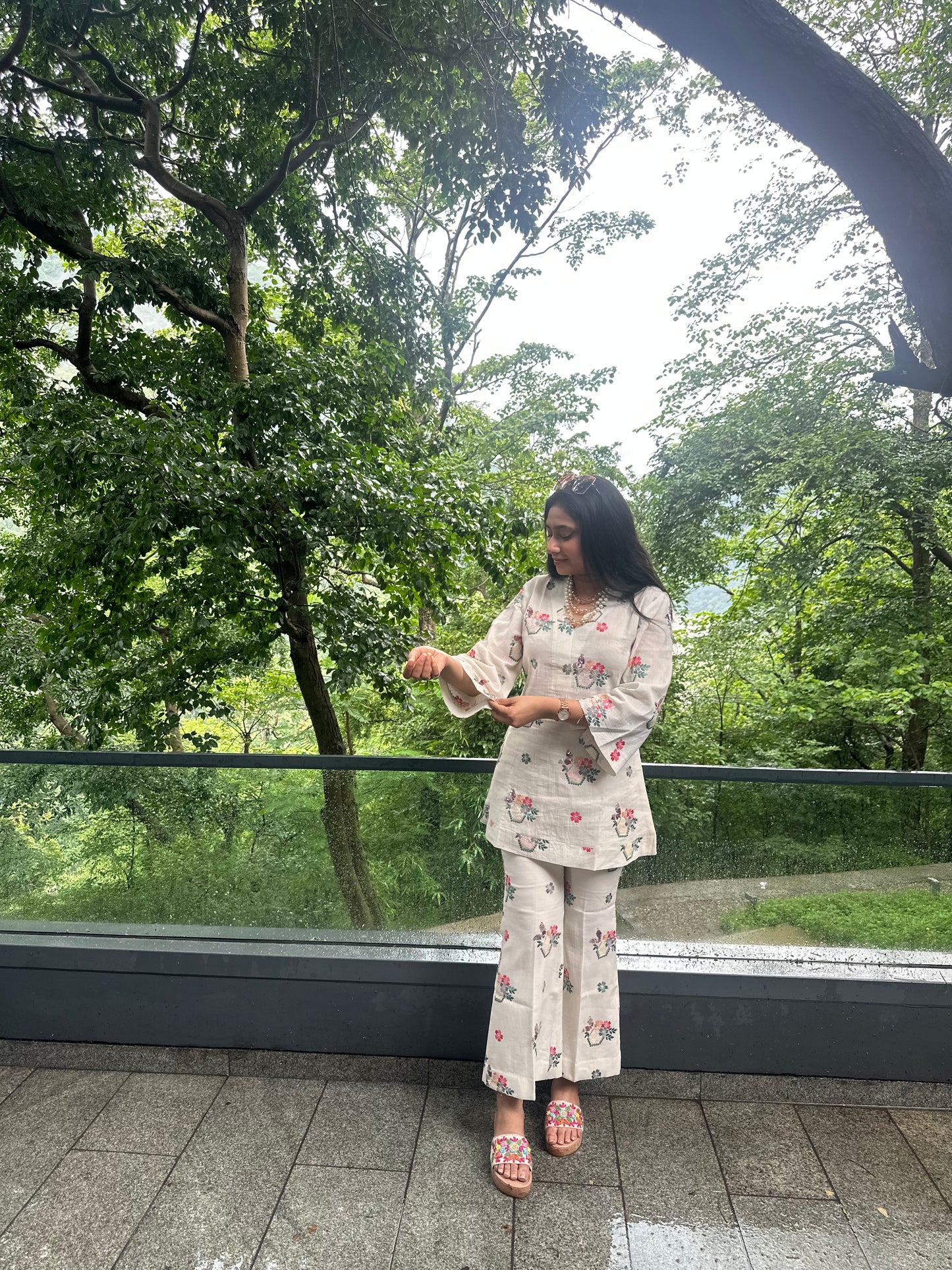 Off White Sequenced Co Ord Set.