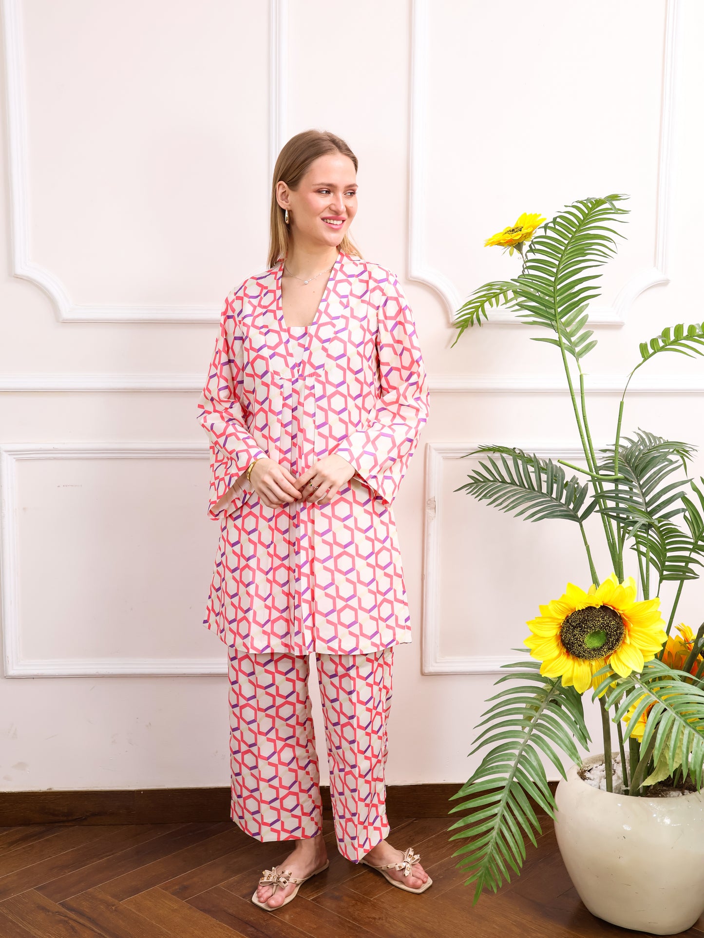 Abstract Blooms Muslin Coordset