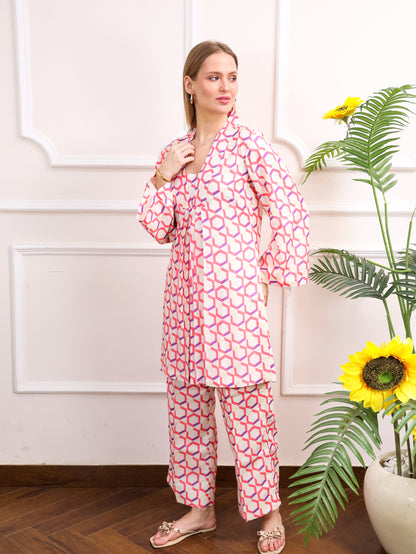 Abstract Blooms Muslin Coordset