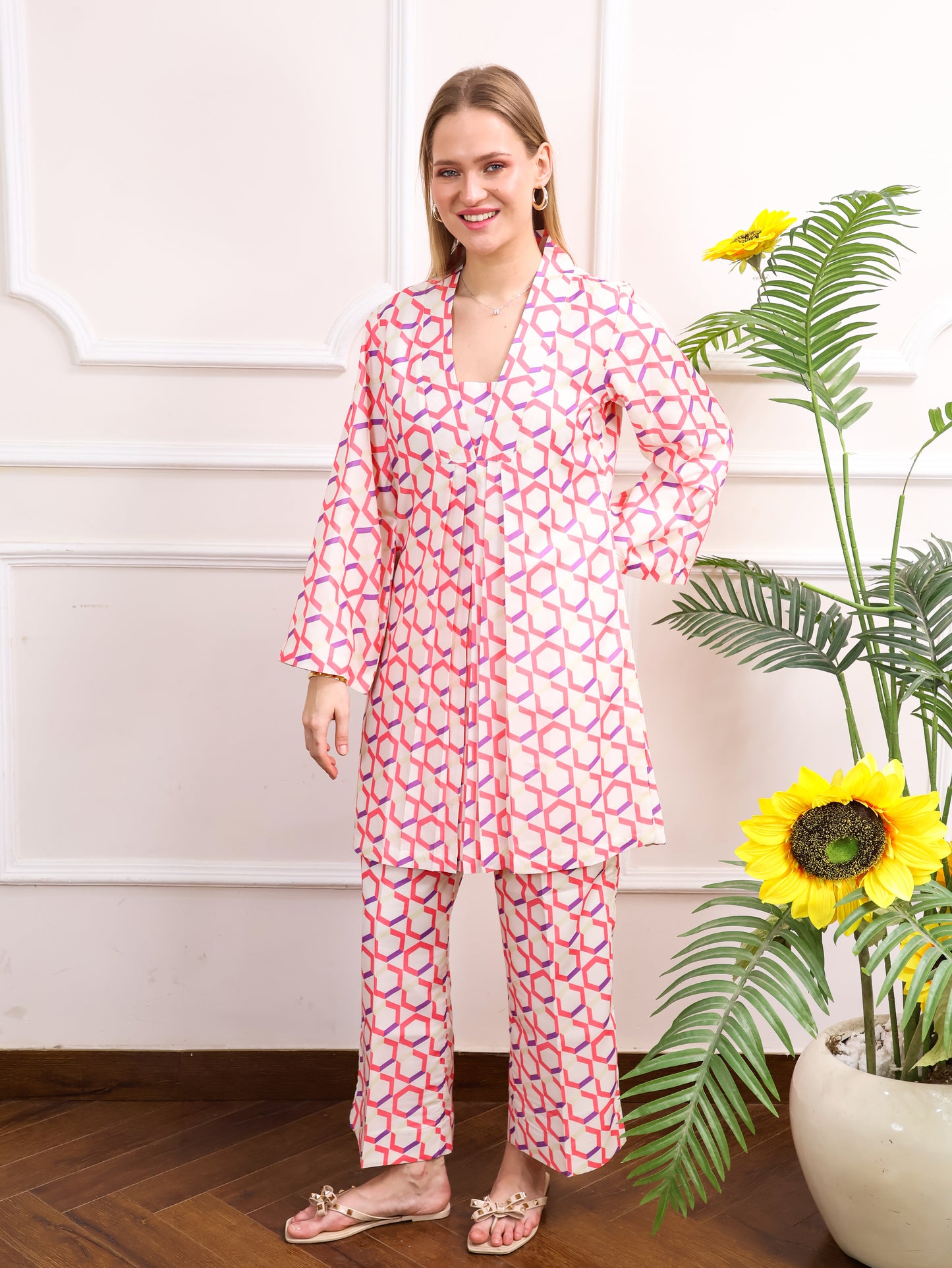 Abstract Blooms Muslin Coordset