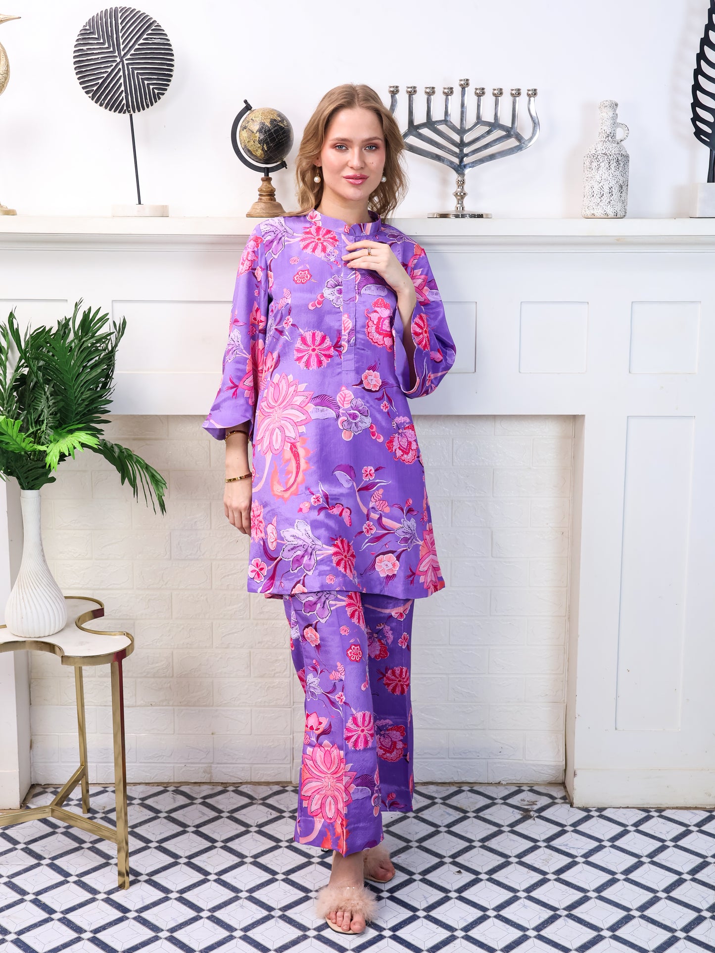 Purple Chinon-Chiffon Coordset