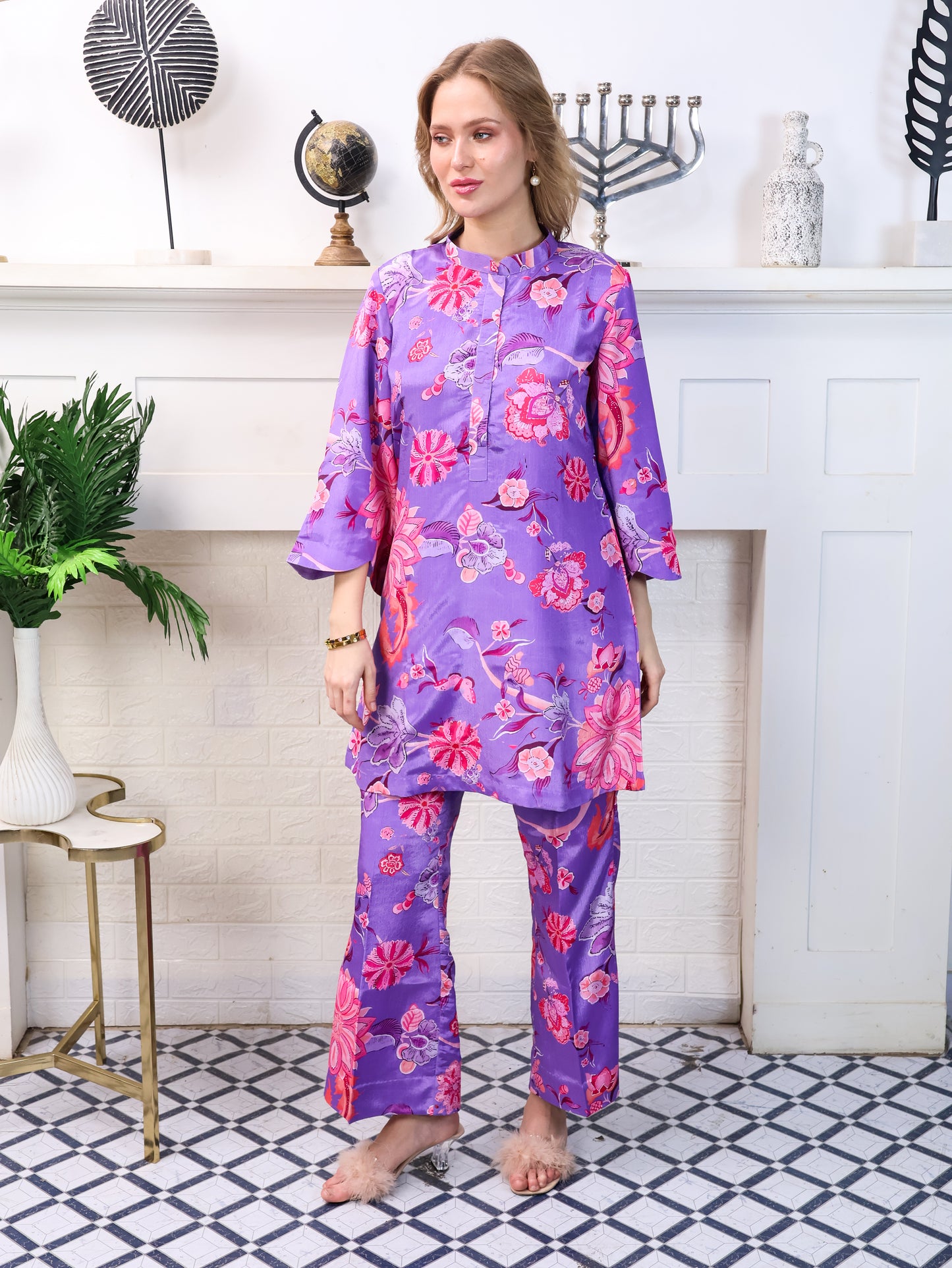 Purple Chinon-Chiffon Coordset