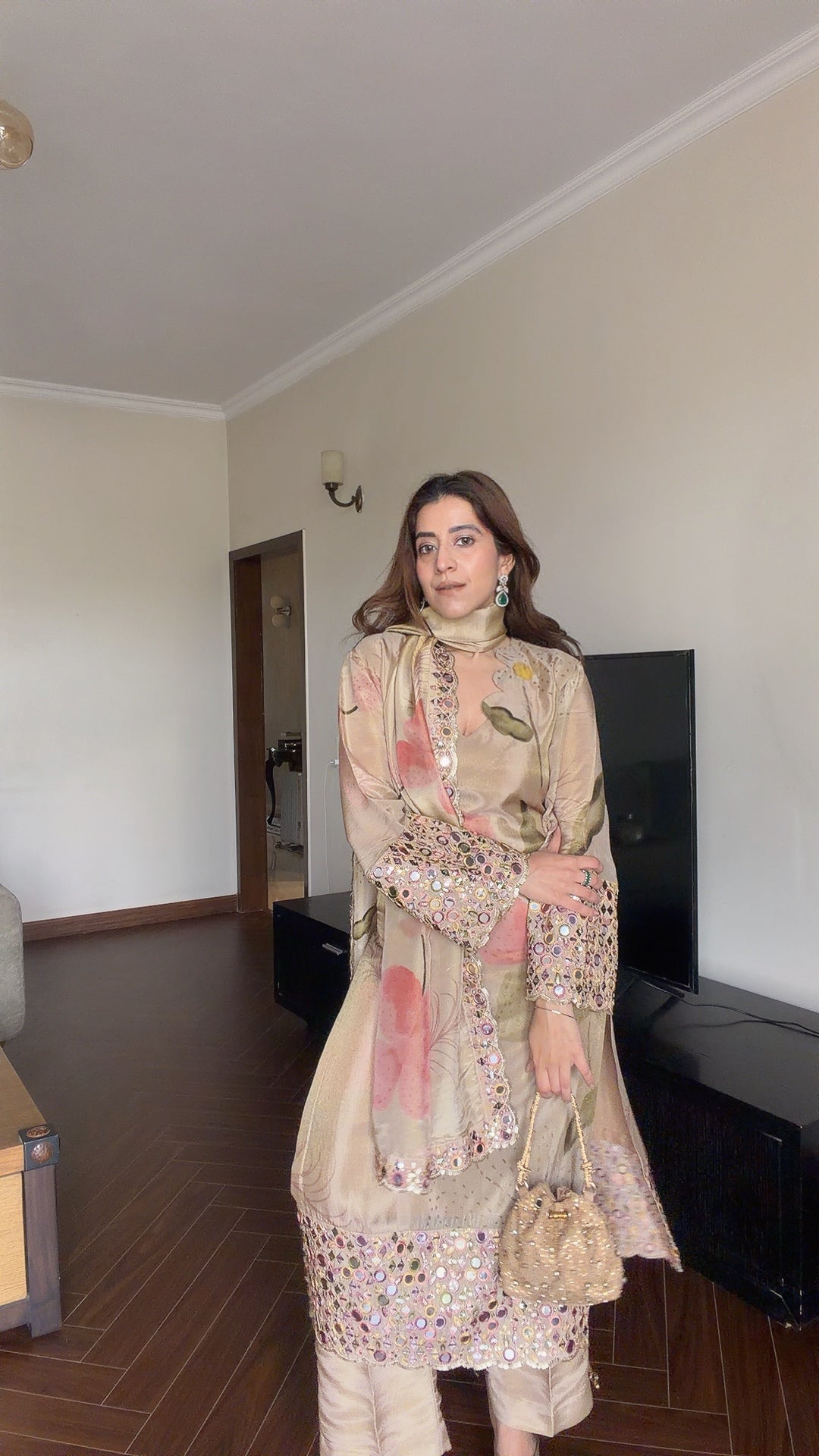 Beige Tissue Suit Set - Beige / S - Allure Armoire